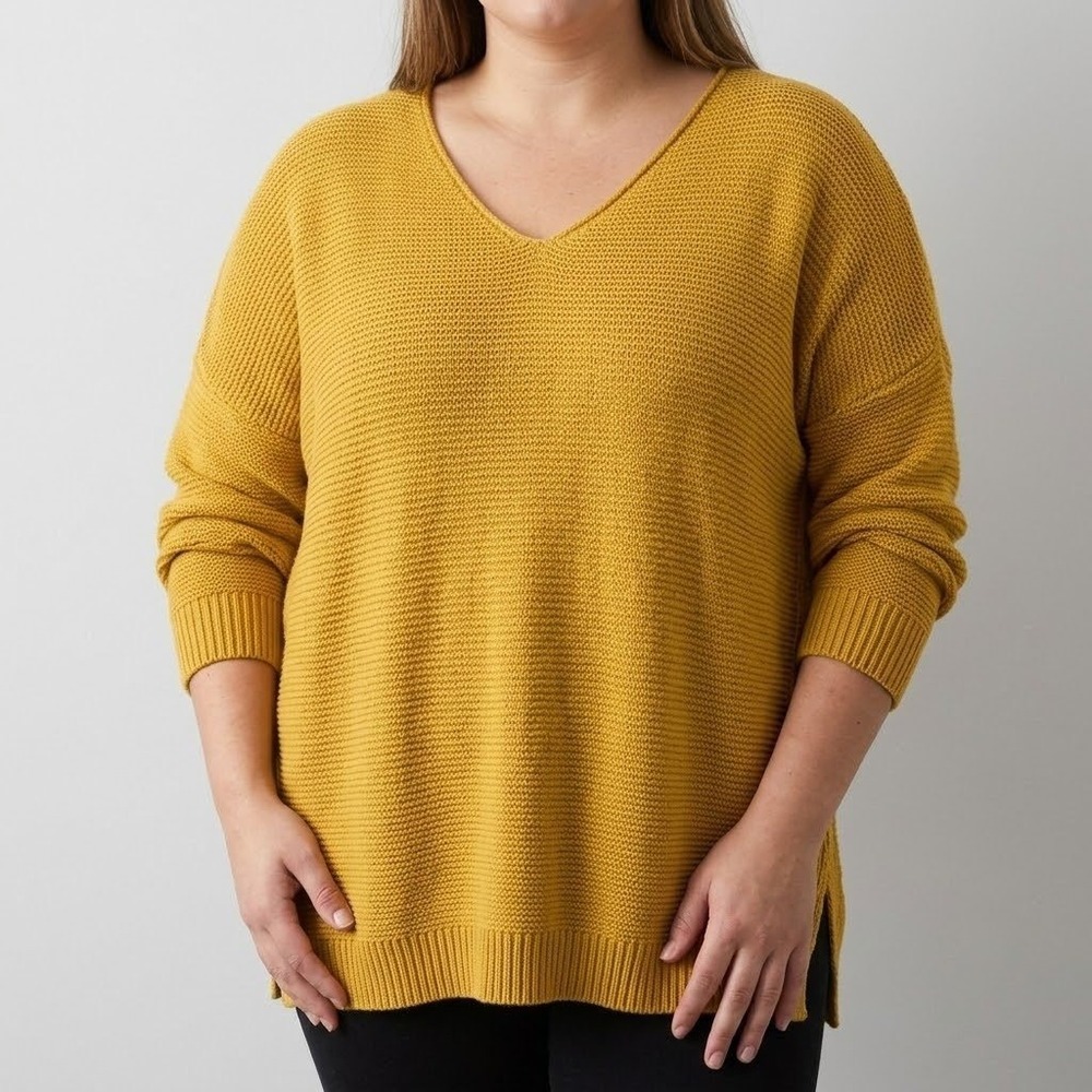 Twik Knit Sweater Womens Medium Mustard Yellow Oversized Fall Preppy‎ Cozy Cabin